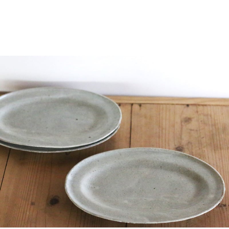 及川静香　粉引きオーバル皿　L 及川静香 粉引オーバル皿（L）