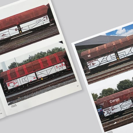 Boris Tellegen / 121/183, 761 photos of red-brown steel freight wagons with a painting on the side