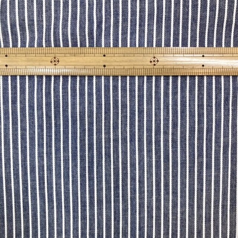 10㎝からカットOK】ストライプ柄綿麻ソフトデニム(ブルー) | 服地