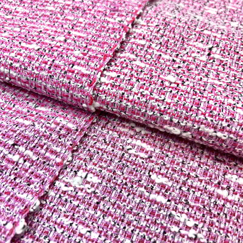 1カットのみ】イタリア製ファンシーツイード(ベリーピンク) | 服地とお