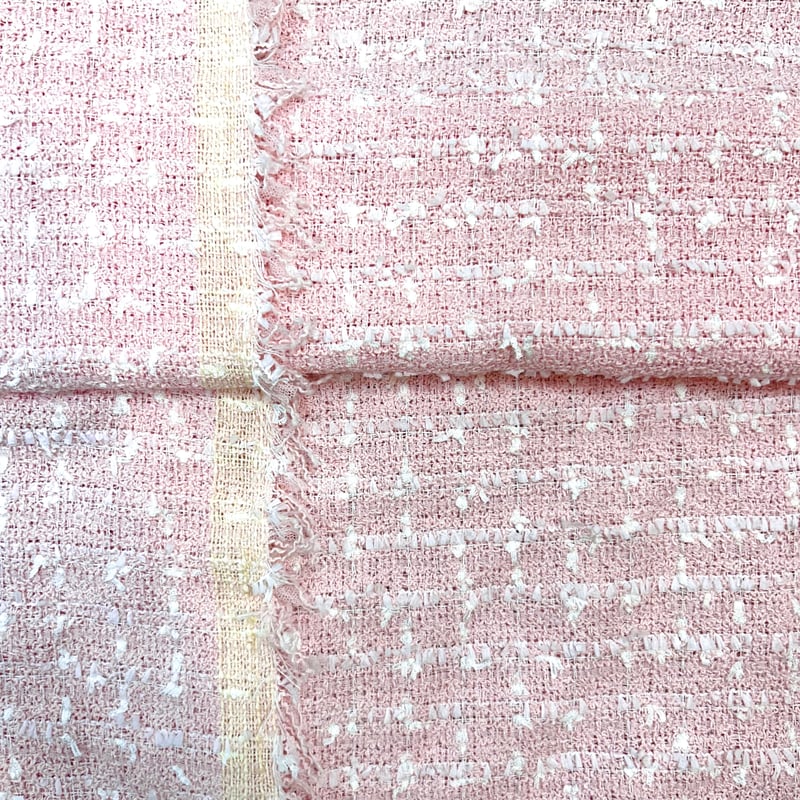1カットのみ】イタリア製綿混ファンシーツイード(サクラピンク) | 服地