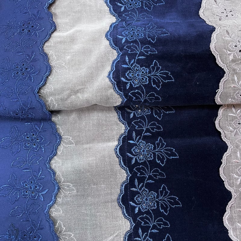10㎝からカットOK】フランス製片耳スカラップ刺繍別珍(全5色) | 服地