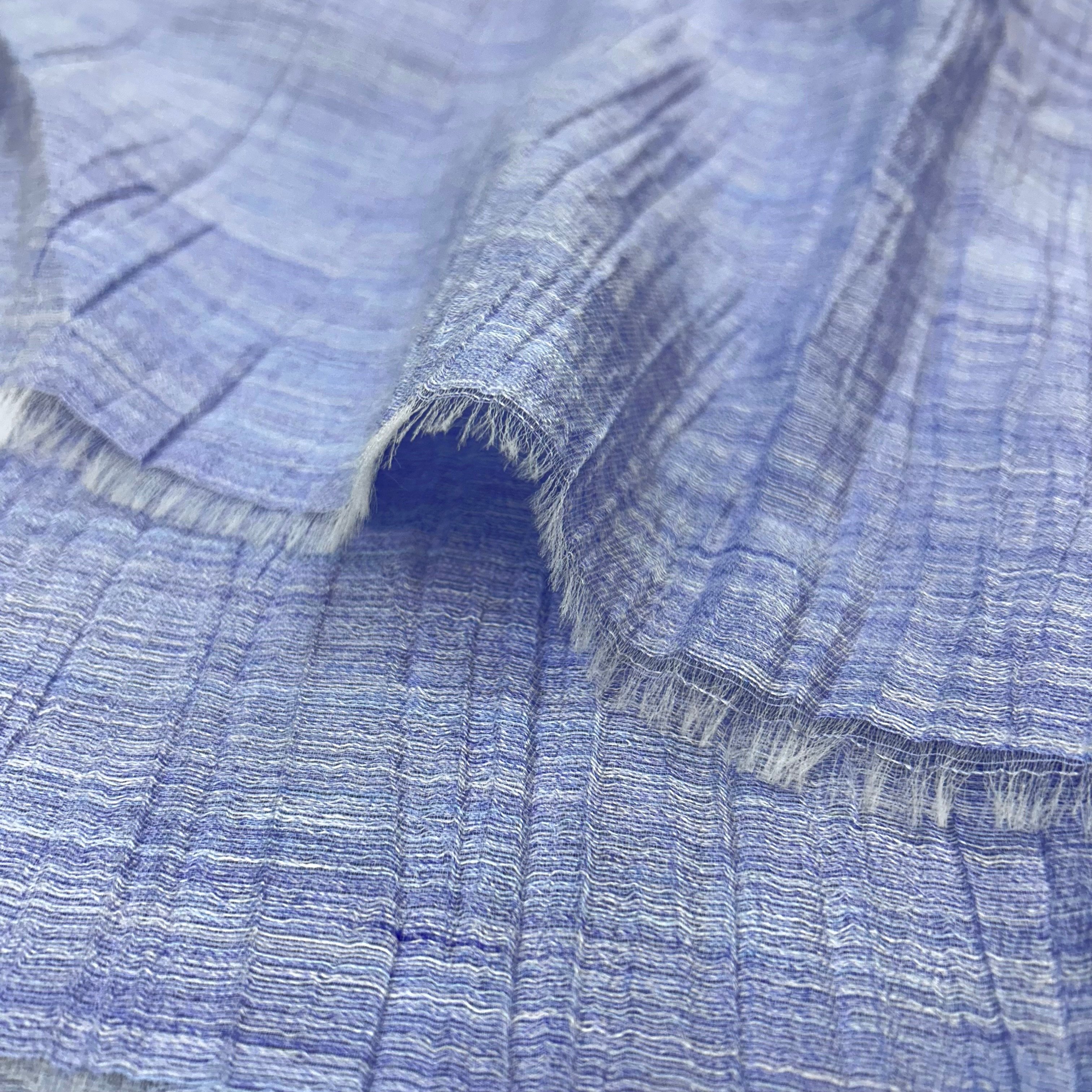1カットのみ】近江ちぢみ麻(ブルー) | 服地のサカモト