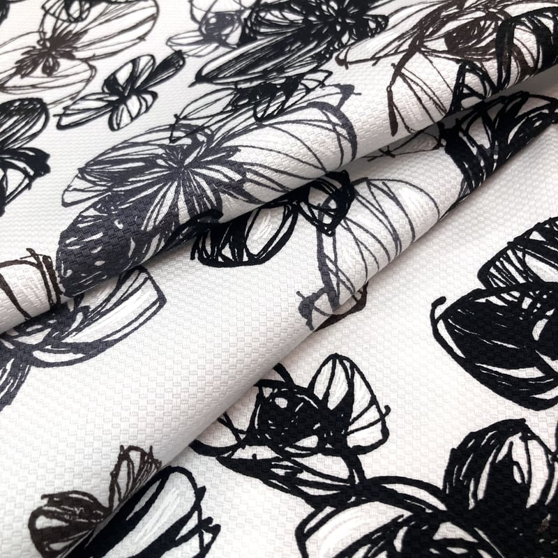 ♥菫花様♥ ハワイアン白黒パラカプリント　L☆タイプ　ご予約 1カットのみ】パロラリ エミリオ花柄綿ピケプリント | 服地とお仕立て