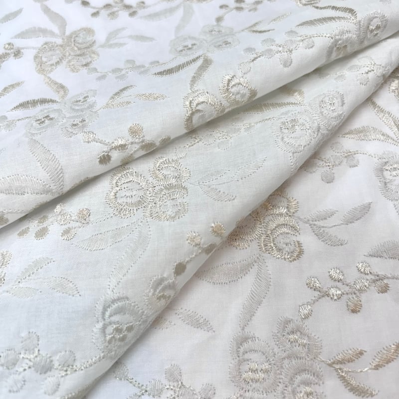 10㎝からカットOK】花柄綿レース | 服地とお仕立てのサカモト
