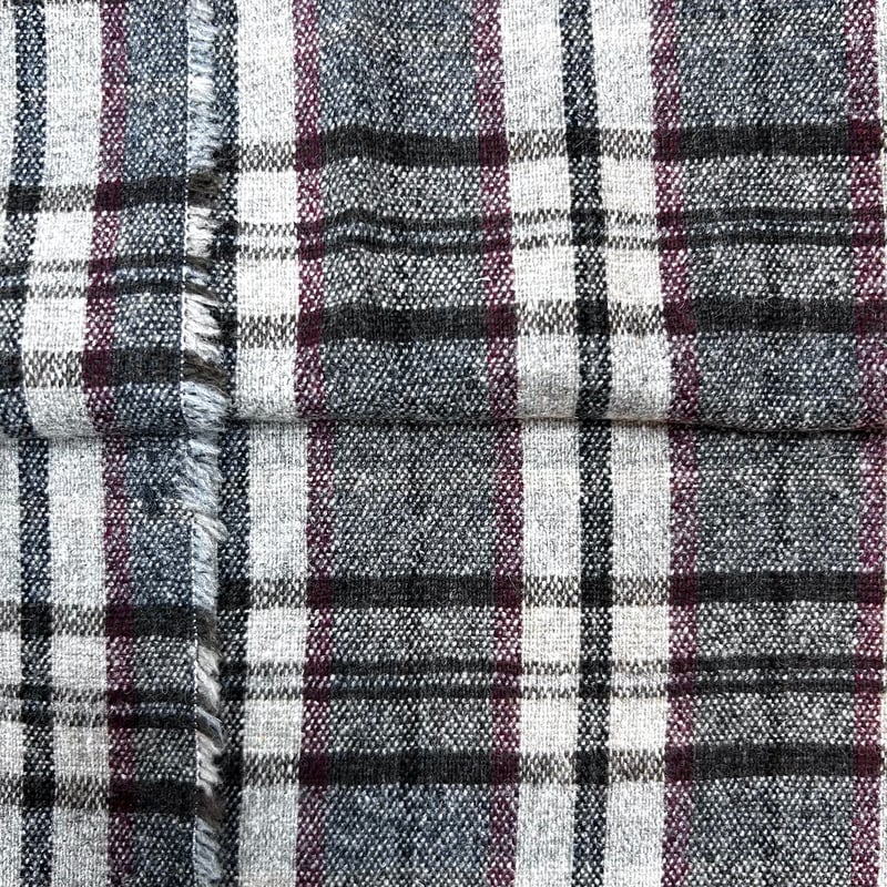 10㎝からカットOK】チェック柄ウォッシャブルウール混ツイード