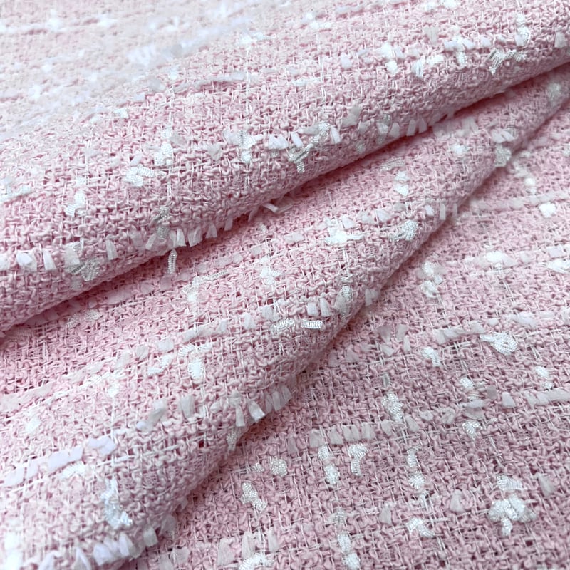1カットのみ】イタリア製綿混ファンシーツイード(サクラピンク) | 服地