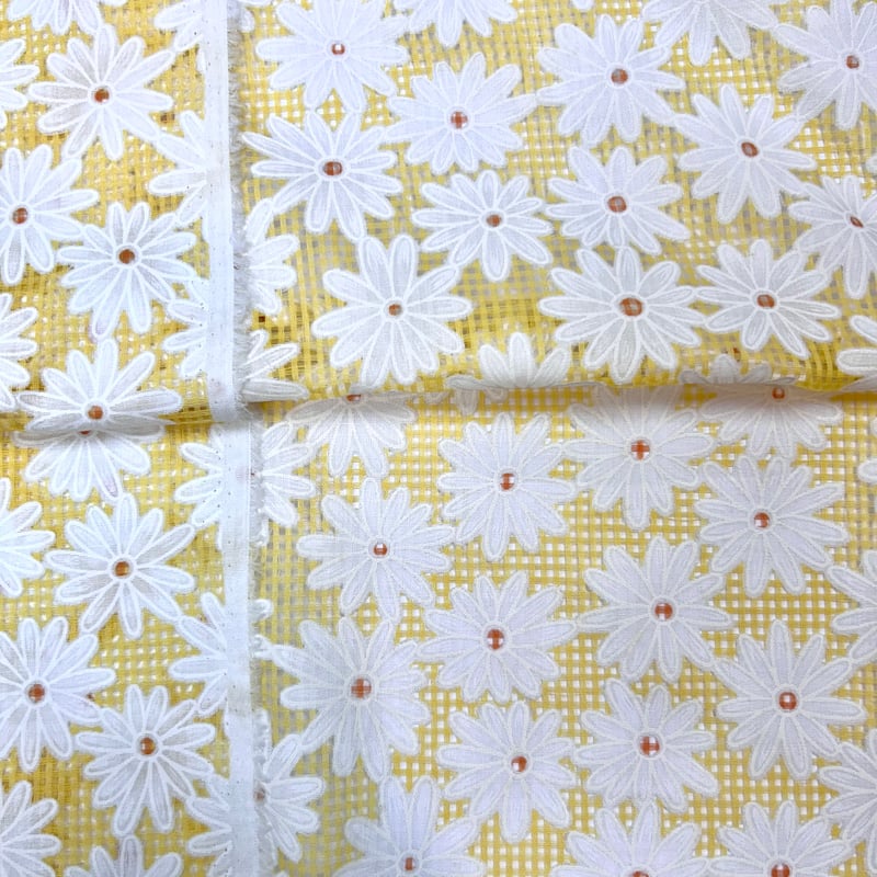 1カットのみ】スイス製花柄綿ポリエステルレース | 服地とお仕立ての