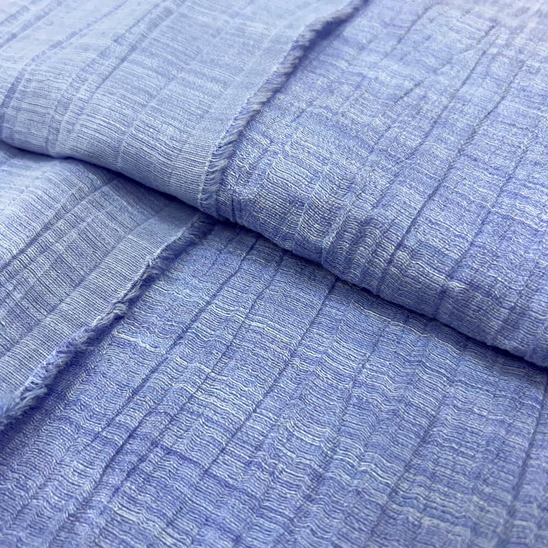 1カットのみ】近江ちぢみ麻(ブルー) | 服地とお仕立てのサカモト