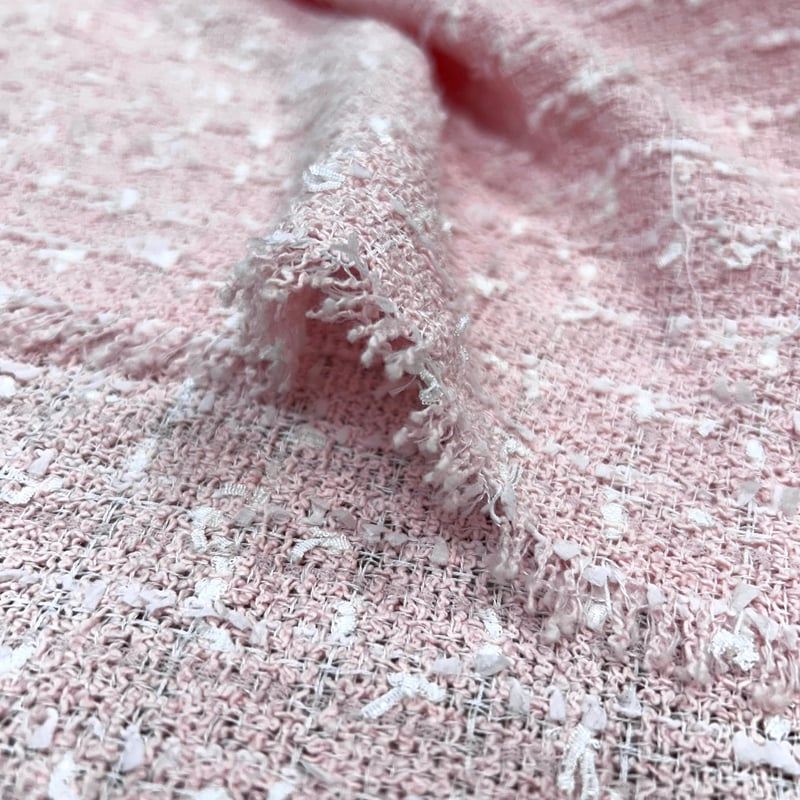 1カットのみ】イタリア製綿混ファンシーツイード(サクラピンク) | 服地