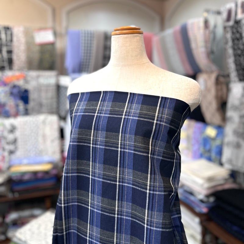 10㎝からカットOK】イタリアNALYA製チェック柄ポリエステル綿麻
