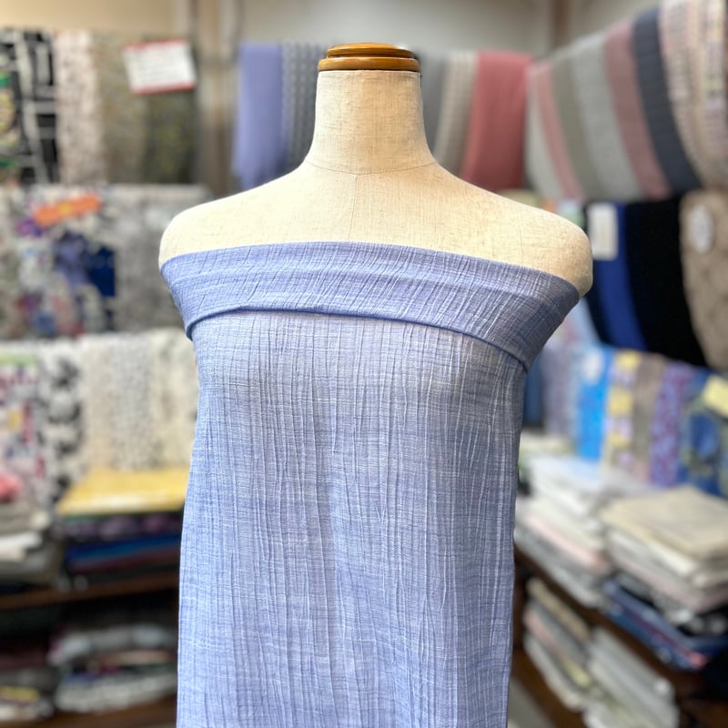 1カットのみ】近江ちぢみ麻(ブルー) | 服地とお仕立てのサカモト