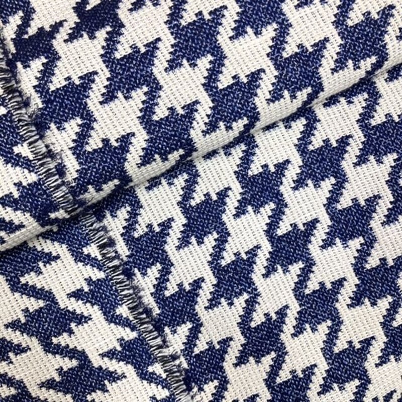 コットンリネン混千鳥格子ファンシーツイード(青) | 服地とお仕立ての