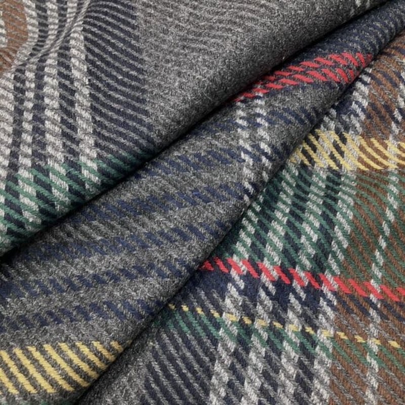 10㎝からカットOK】イタリア製チェック柄カシミヤシルク混ウール