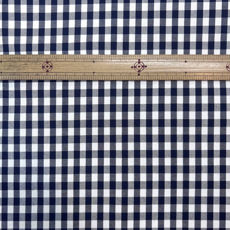 10㎝からカットOK】ギンガムチェック綿ストレッチ(ネイビー