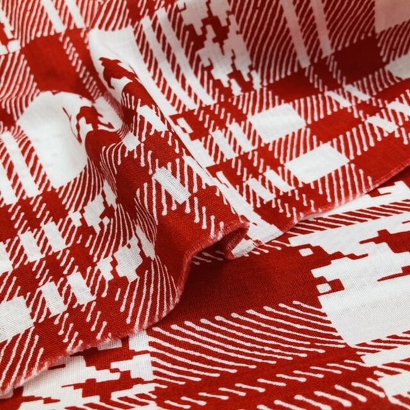 10㎝からカットOK】チェック柄コットンリネン(赤) | 服地とお 10㎝からカットOK】チェック柄コットンリネン(赤) | 服地とお