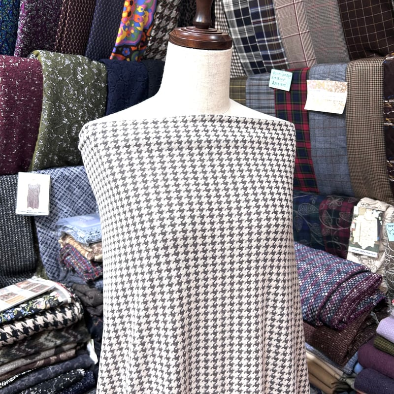 10㎝からカットOK】発熱保温機能付き千鳥格子ジャカードニット | 服地
