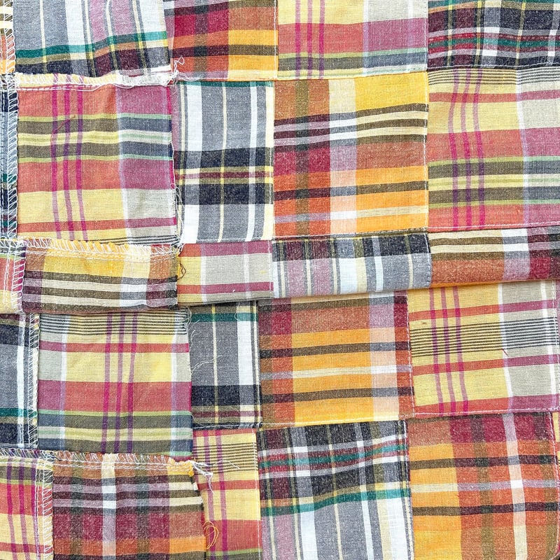 10㎝からカットOK】チェック柄インド綿(オレンジ系) | 服地