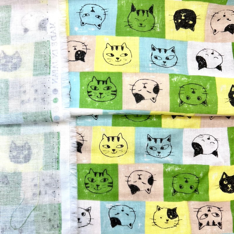 10㎝からカットOK】ネコ柄 綿ダブルガーゼ | 服地とお仕立てのサカモト