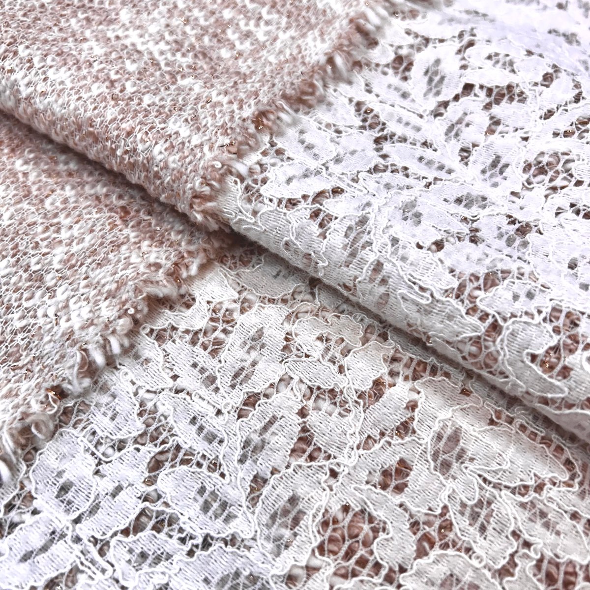 10㎝からカットOK】ニードルパンチレース(ピンクベージュ