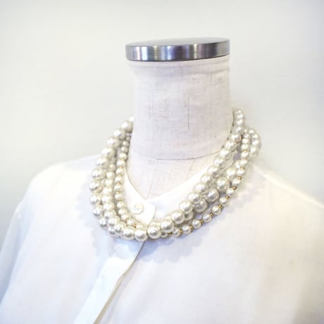 cotton pearl triple necklace