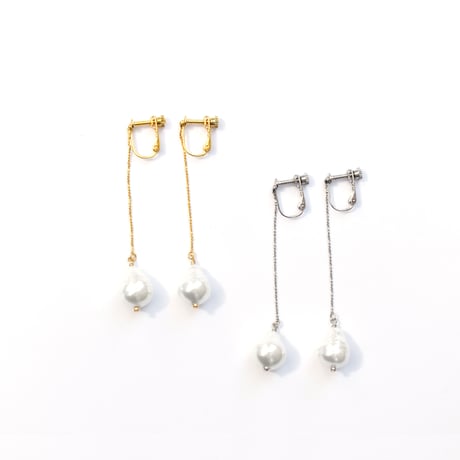 chain baroque glass pearl pierce/earring M