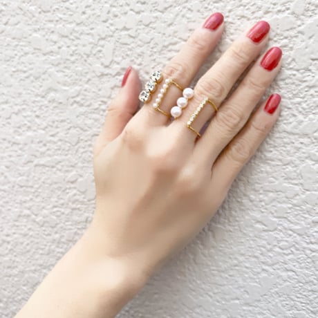 bijou × pearl  wide ring