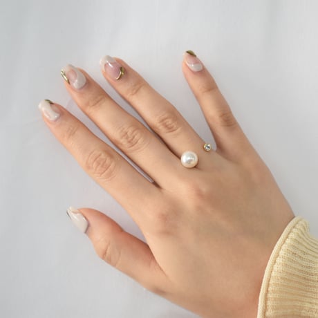 pearl × bijou fork ring