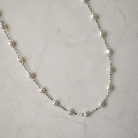 heart pearl chain necklace  S