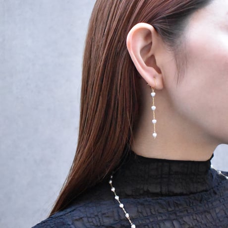 heart pearl chain pierce / earring S