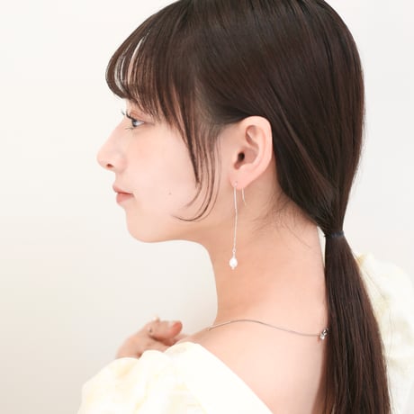 chain baroque glass pearl pierce/earring S