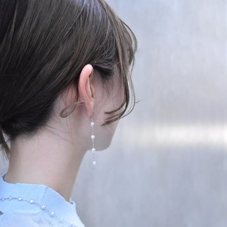 heart pearl chain pierce / earring S