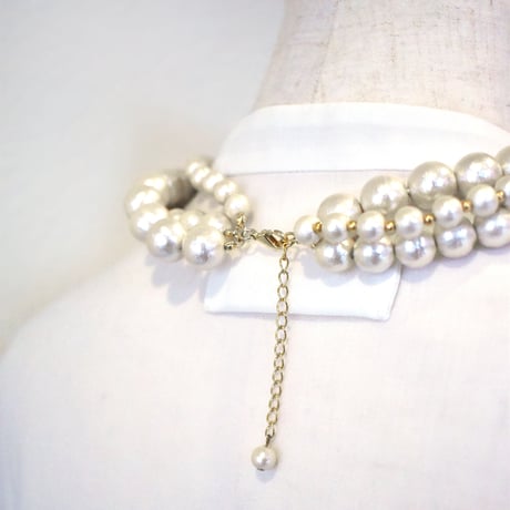 cotton pearl triple necklace