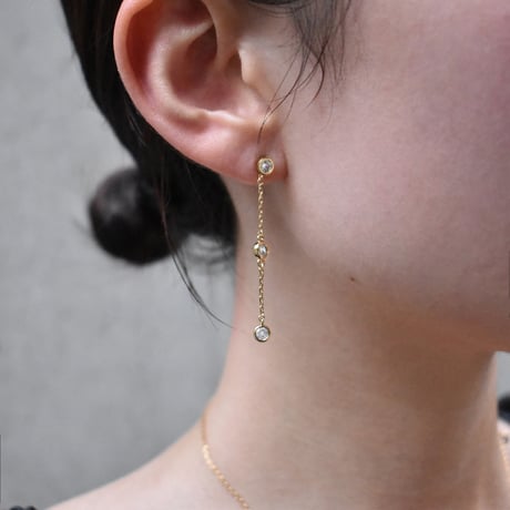 zirconia chain pierce / earring