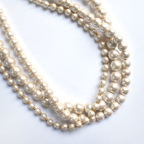 cotton pearl triple necklace