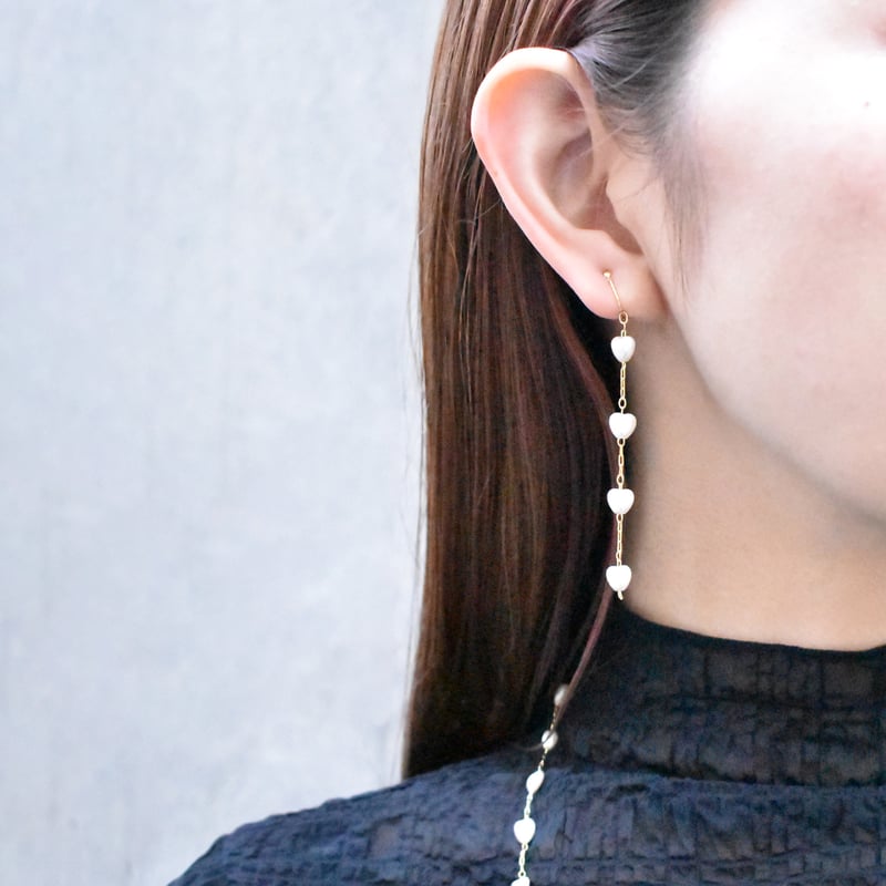 heart pearl chain pierce/earring M | ISRIE