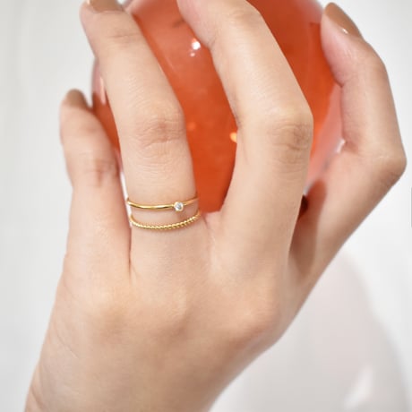 14KGF cubic zirconia skinny ring