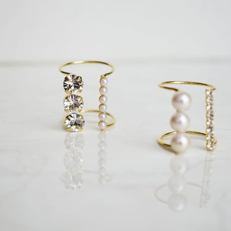 bijou × pearl  wide ring