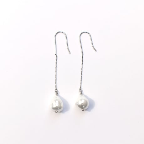 chain baroque glass pearl pierce/earring M