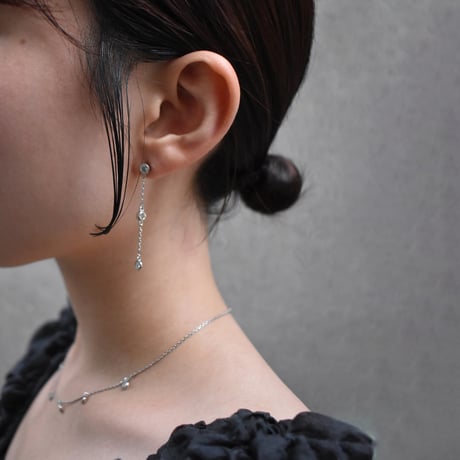 zirconia chain pierce / earring