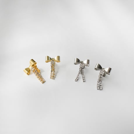 mini ribbon dust pierce / earring
