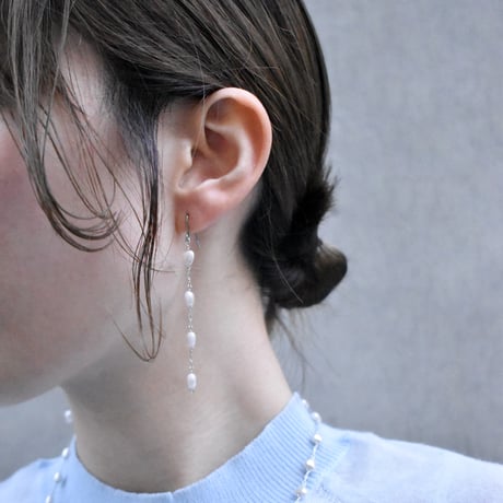 heart pearl chain pierce / earring M