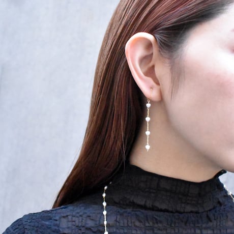 heart pearl chain pierce / earring S