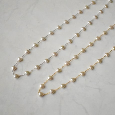 heart pearl chain necklace  M
