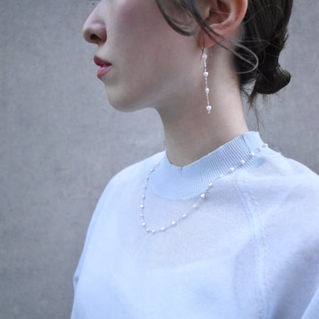 heart pearl chain necklace  S