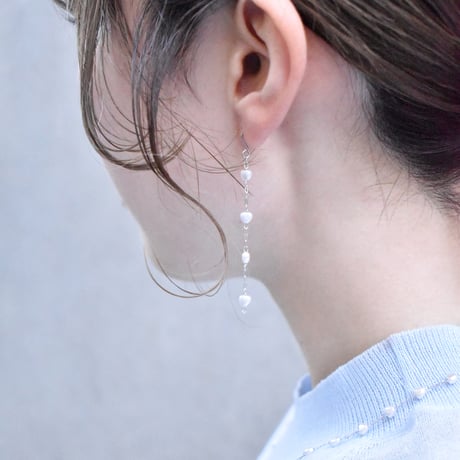 heart pearl chain pierce / earring S
