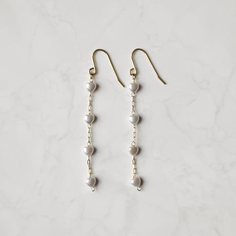 heart pearl chain pierce / earring S