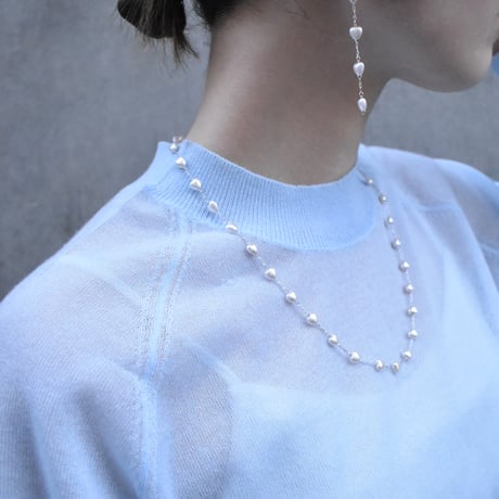heart pearl chain necklace  M