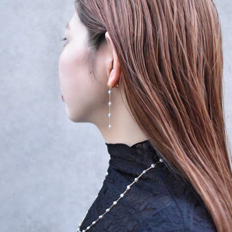 heart pearl chain pierce / earring S