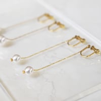 glass pearl chain earring S